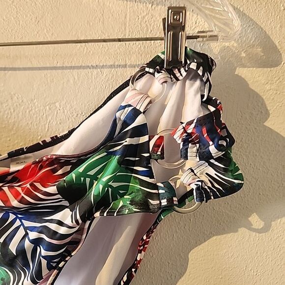 Meet Curve Swimsuit Blue Black Tropical Floral XXL Two Piece 2xl Bikini new - Picture 6 of 7